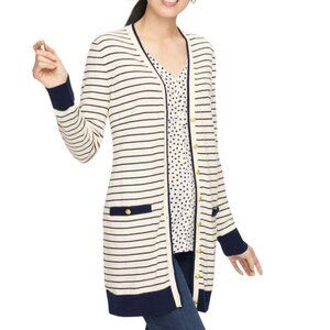 Talbots Super Soft Tipped Cardigan Sweater Nautical Long Line Size XS